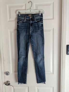 MOTHER The Stunner Zip Ankle Step Fray Jeans Women 24